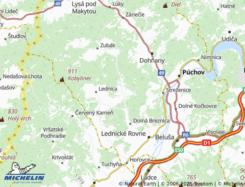 MICHELIN Horná Breznica map - ViaMichelin