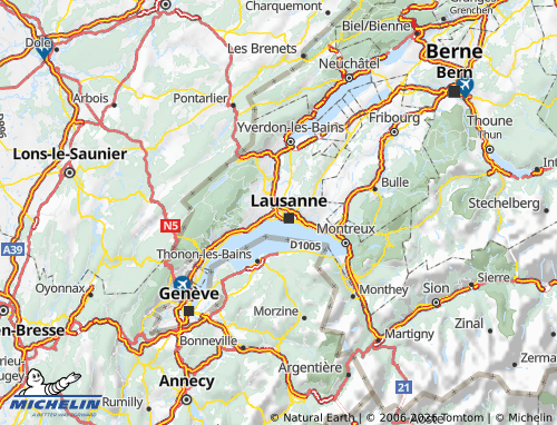 Mappa MICHELIN L'Ouest Lausannois - ViaMichelin