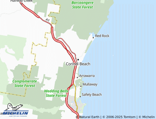 MICHELIN Corindi Beach map - ViaMichelin