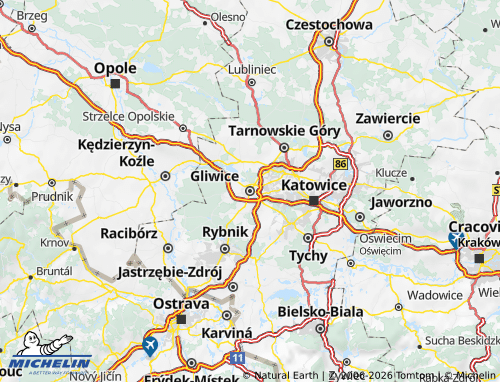 Kaart MICHELIN Gliwice - ViaMichelin