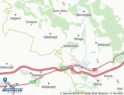 MICHELIN Baldovinești map - ViaMichelin
