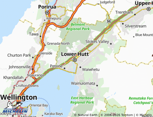Mapa MICHELIN Hutt Central - ViaMichelin