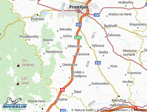 Mapa MICHELIN Vranovice-Kelčice - ViaMichelin
