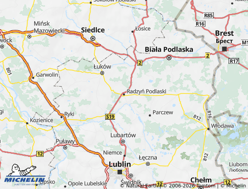 Kaart MICHELIN Radzyn (District) - ViaMichelin
