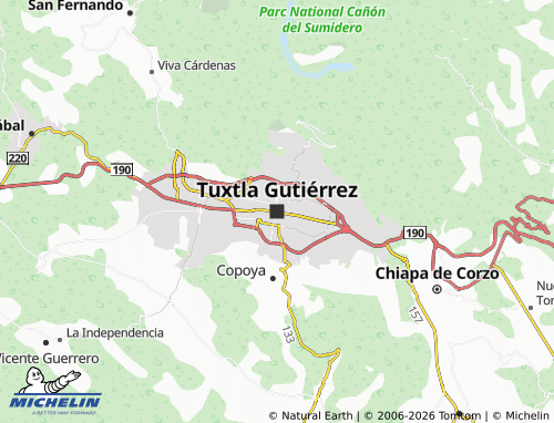 Carte MICHELIN Tuxtla Gutiérrez - ViaMichelin