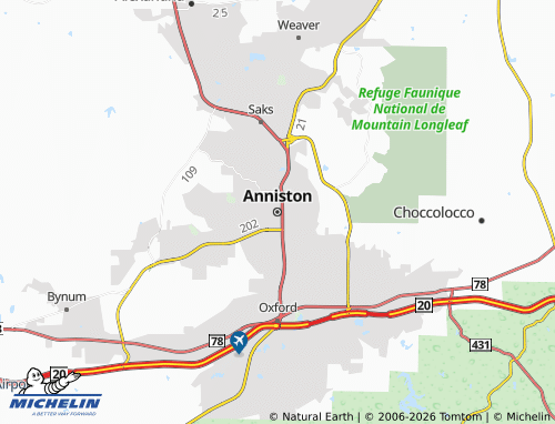Carte MICHELIN Anniston - ViaMichelin