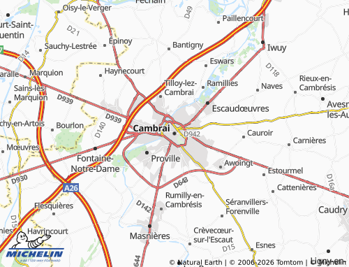Carte MICHELIN Cambrai - ViaMichelin