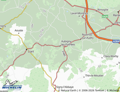 Mappa MICHELIN Aubigny-les-Pothées - ViaMichelin