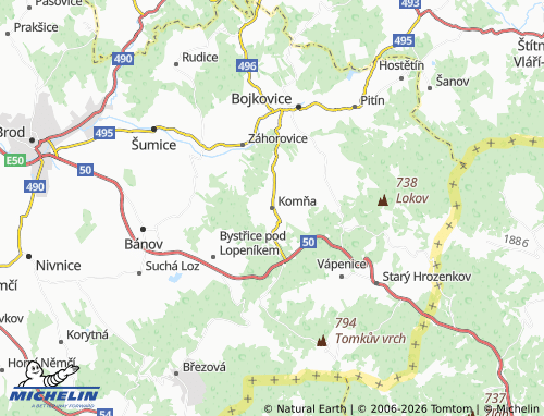 Mappa MICHELIN Komňa - ViaMichelin