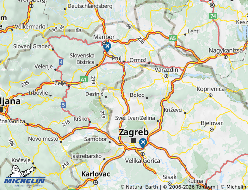 Kaart MICHELIN Krapinsko-zagorska - ViaMichelin