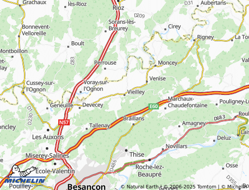 MICHELIN Vieilley map - ViaMichelin
