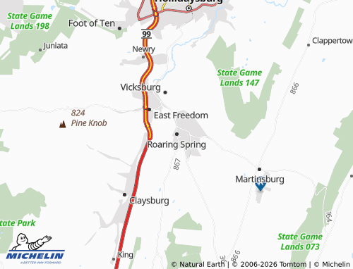 Mappa MICHELIN Roaring Spring - ViaMichelin