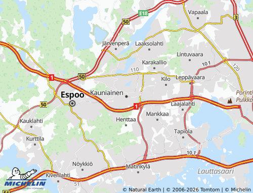 MICHELIN Kauniainen map - ViaMichelin