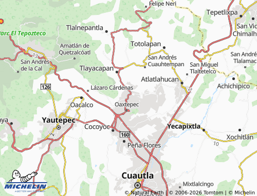 MICHELIN Vergeles de Oaxtepec map - ViaMichelin