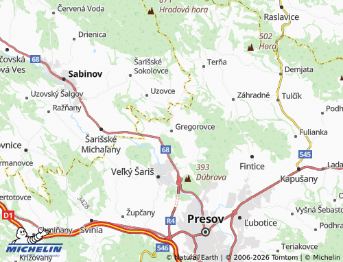 MICHELIN-Landkarte Gregorovce - ViaMichelin