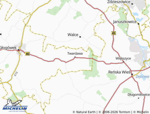 Carte MICHELIN Twardawa - ViaMichelin