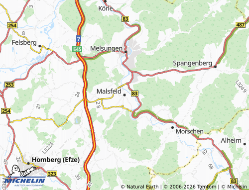 Mapa MICHELIN Malsfeld - ViaMichelin