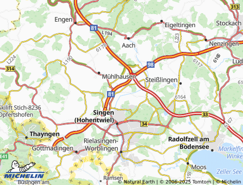 MICHELIN-Landkarte Hausen an der Aach - ViaMichelin