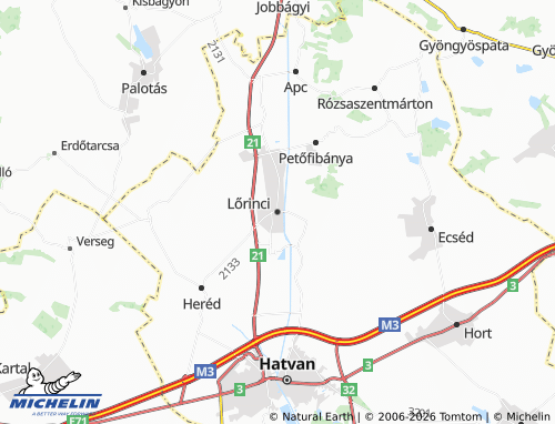 MICHELIN-Landkarte Lőrinci - ViaMichelin