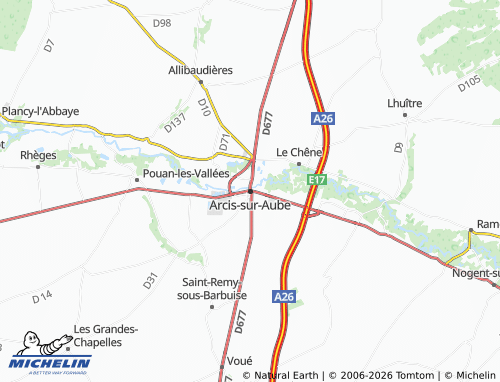 Mappa MICHELIN Arcis-sur-Aube - ViaMichelin
