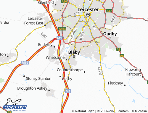 Carte MICHELIN Blaby - ViaMichelin