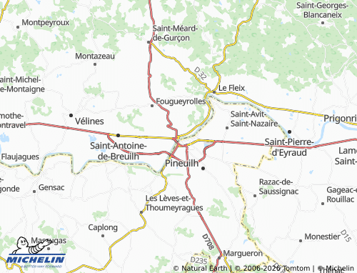 Carte MICHELIN Port-Sainte-Foy-et-Ponchapt - ViaMichelin