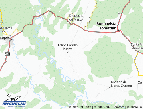 Mapa MICHELIN Felipe Carrillo Puerto, La Ruana Luis Donaldo Colosio - ViaMichelin