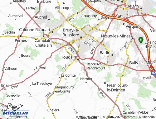 Carte MICHELIN Houdain - ViaMichelin