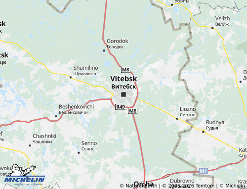 Kaart MICHELIN Vitebskaya oblast' - ViaMichelin