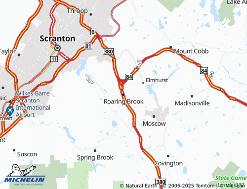 MICHELIN Roaring Brook map - ViaMichelin