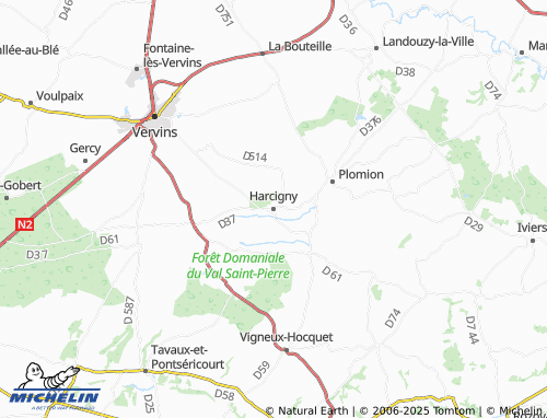 Carte MICHELIN Harcigny - ViaMichelin