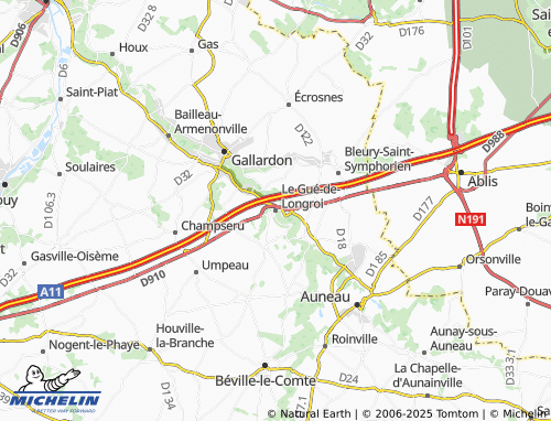 MICHELIN Le Gué-de-Longroi map - ViaMichelin