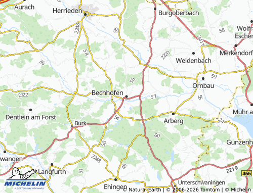 MICHELIN Bechhofen map - ViaMichelin