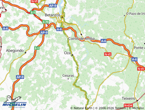 MICHELIN Oza-Cesuras map - ViaMichelin