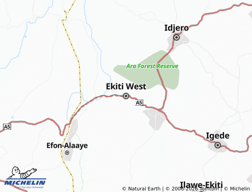Mappa MICHELIN Ekiti West - ViaMichelin