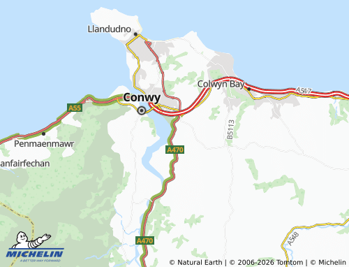 Mappa MICHELIN Llansanffraid Glan Conwy - ViaMichelin