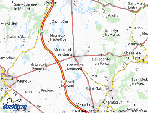 Carte MICHELIN Montrond-les-Bains - ViaMichelin