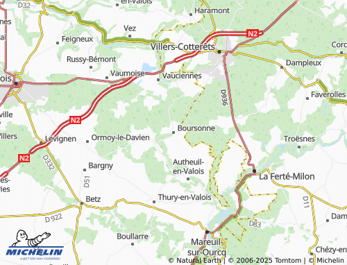 MICHELIN-Landkarte Boursonne - ViaMichelin