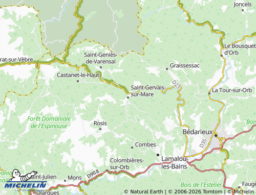 Mapa MICHELIN Saint-Gervais-sur-Mare - ViaMichelin
