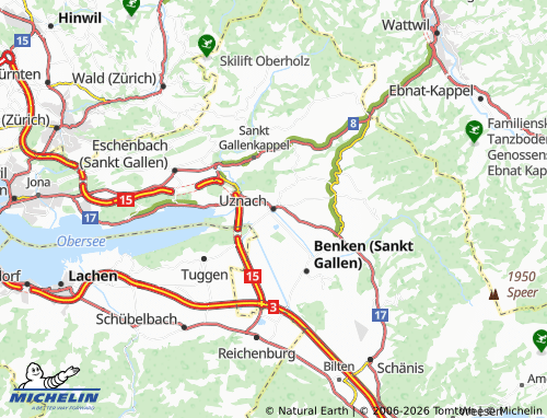 Carte MICHELIN Uznach - ViaMichelin