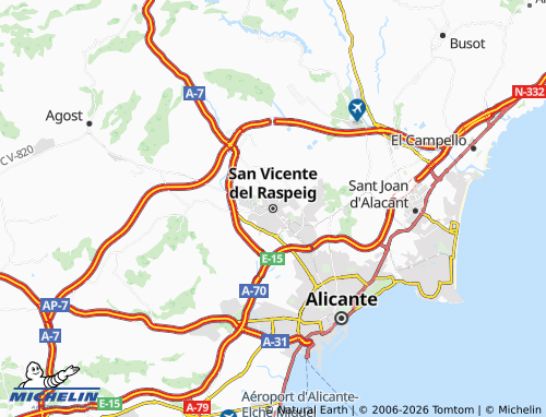 Mapa MICHELIN San Vicente del Raspeig - ViaMichelin