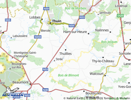 Carte MICHELIN Thuillies - ViaMichelin