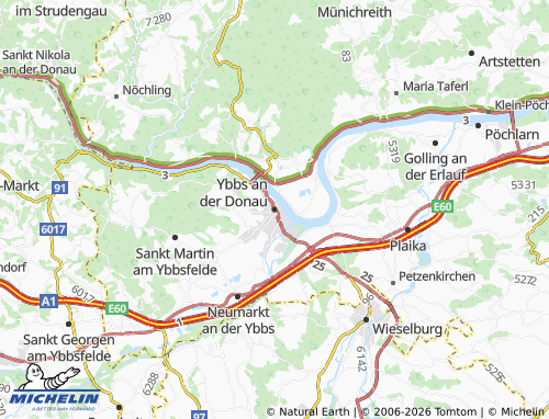 Mapa MICHELIN Ybbs an der Donau - ViaMichelin