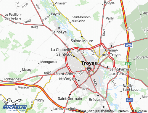 MICHELIN La Chapelle-Saint-Luc map - ViaMichelin