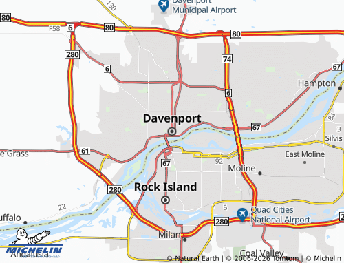 Mappa MICHELIN Davenport - ViaMichelin