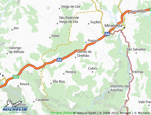 MICHELIN Lamas de Orelhão map - ViaMichelin