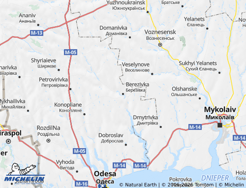 Mapa MICHELIN Berezivskyi raion - ViaMichelin