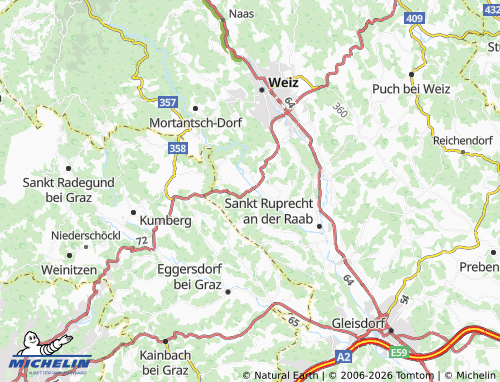 Mapa MICHELIN Mitterdorf an der Raab - ViaMichelin