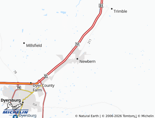 Mapa MICHELIN Newbern - ViaMichelin