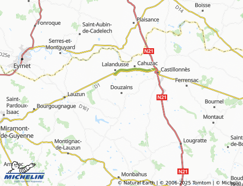 Carte MICHELIN Douzains - ViaMichelin